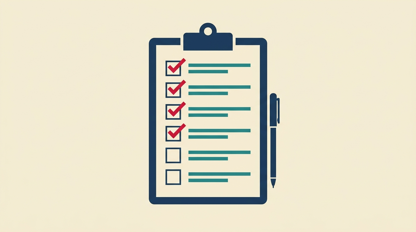 BVG checklist dokumentů — clipboard se seznamem a zaškrtávacími políčky